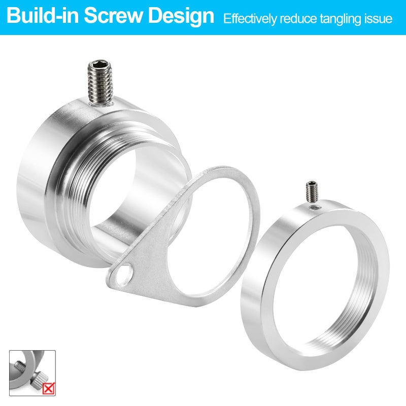 BONWIN Flag Pole Rings  1"" Spinning Flagpole Ring Clips  2 Pcs Aluminum Alloy & Steel 360 Rotating Anti Wrap Flag Mounting Rings with Snap Carabiners for 0.75-1.02 Inch Diamete Flagpole (F1  Silver) - Image 5